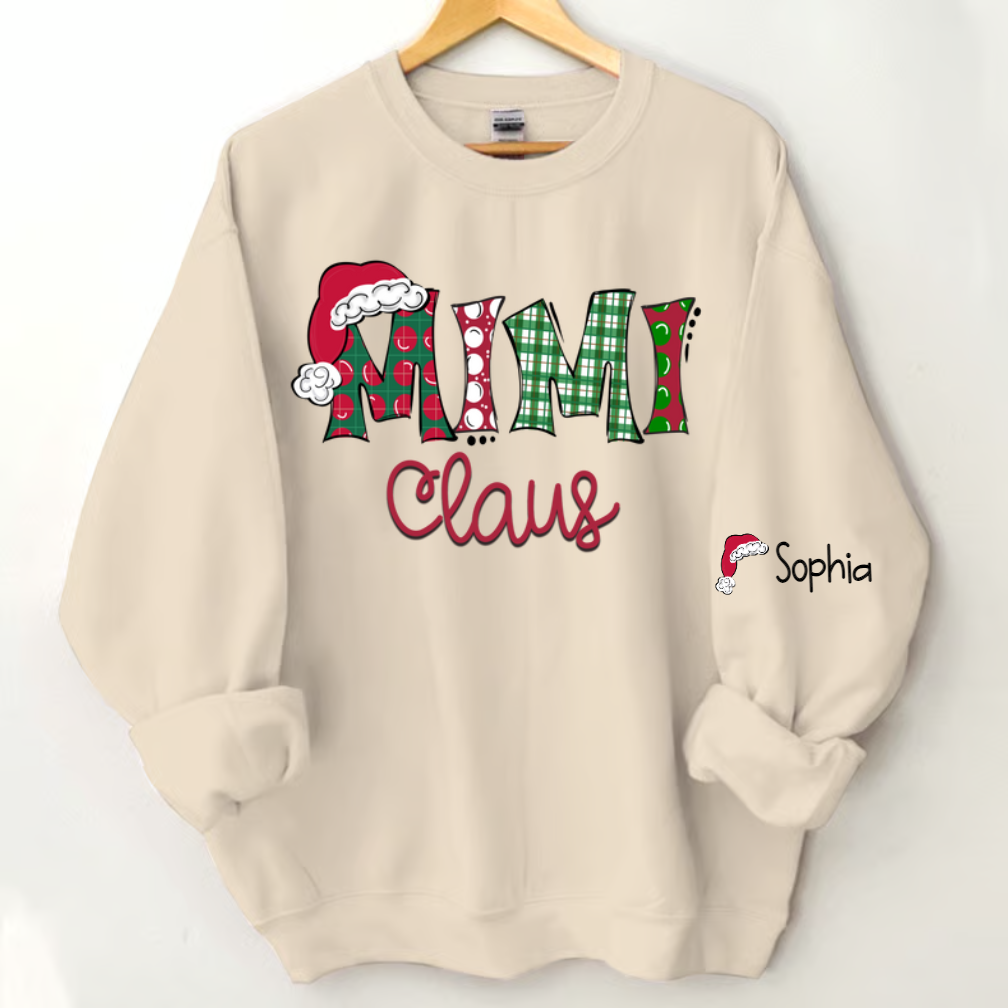 Mimi, Grandma Claus Christmas and Grandkids Sweatshirt Sweatshirt