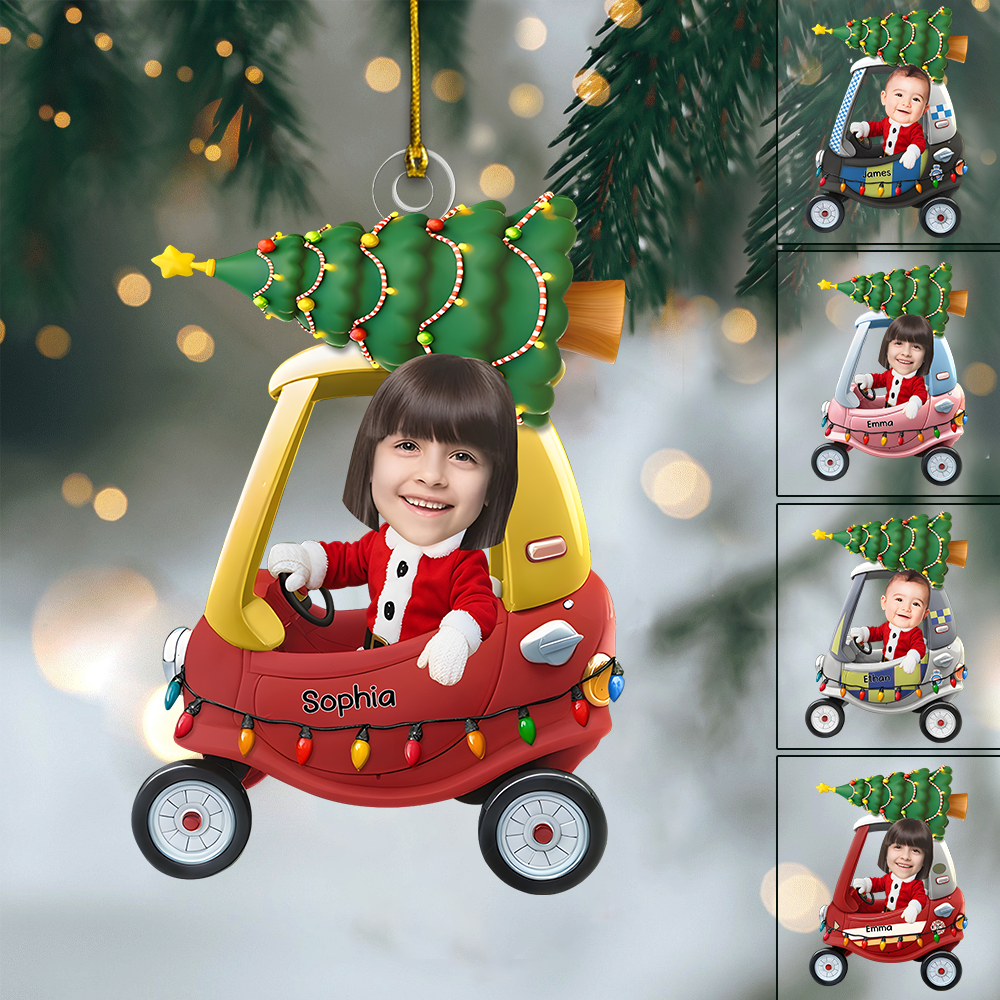 Custom Kid Face Ornament 2025 – Personalized Christmas Car Ornament with Name & Photo, Cute Gift for Kids Ornament