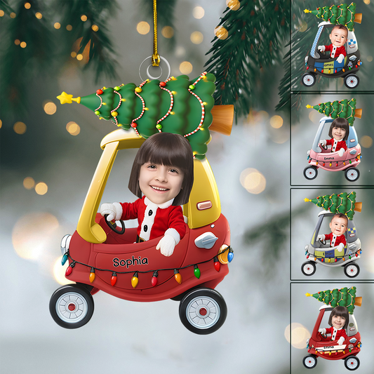 Custom Kid Face Ornament 2025 – Personalized Christmas Car Ornament with Name & Photo, Cute Gift for Kids Ornament