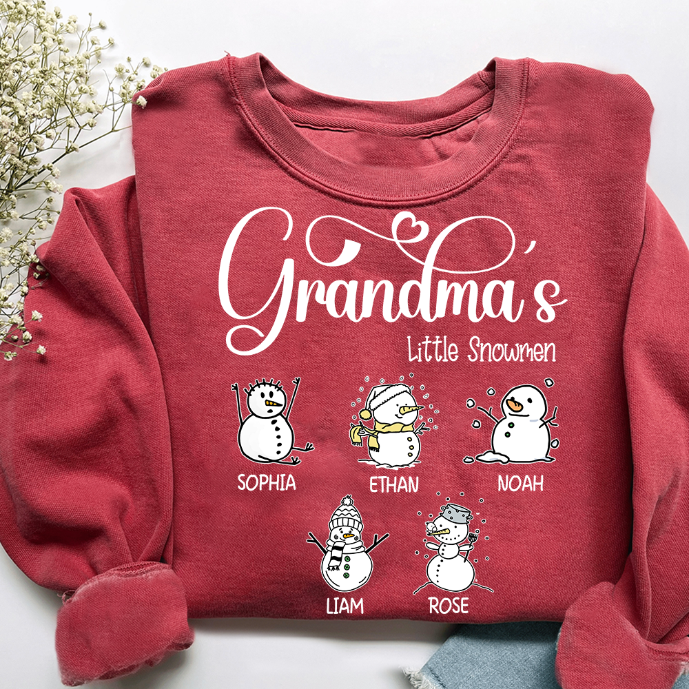 Merry Christmas Grandma Little Snowman Sweatshirt, Custom Gifts for Grandma and Grandchild