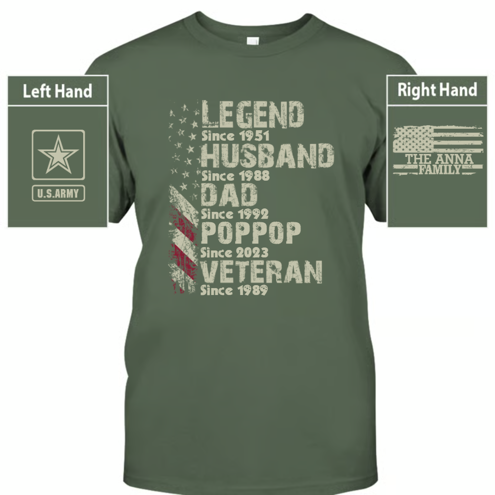 Personalized Legend Veteran Husband Dad Papa T-Shirt