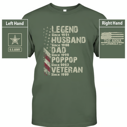 Personalized Legend Veteran Husband Dad Papa T-Shirt
