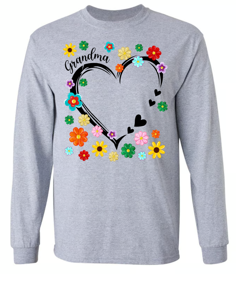 Grandma Heart Flower Color With Grandkids, Mother's Day Gift TH