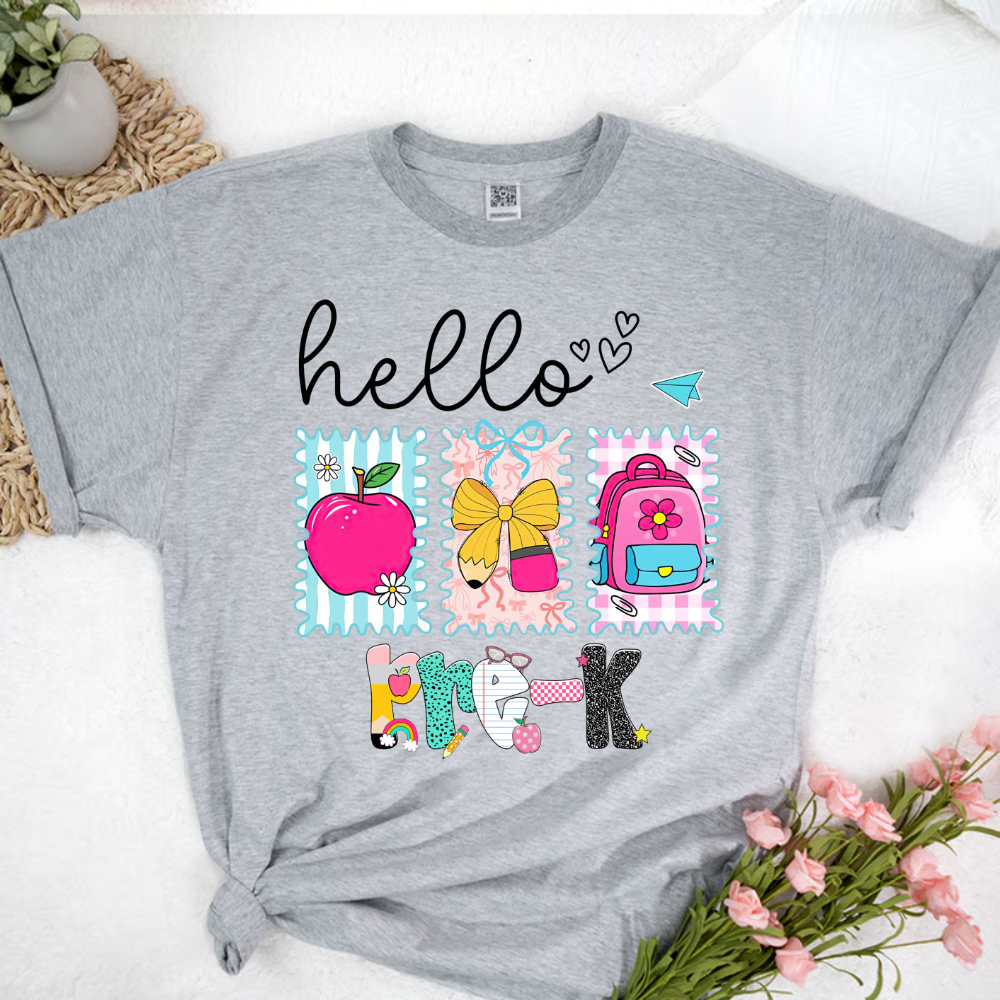 Preppy Back to School Hello Kindergarten Pre-K 1st 2d 3d 4th 5th Grades