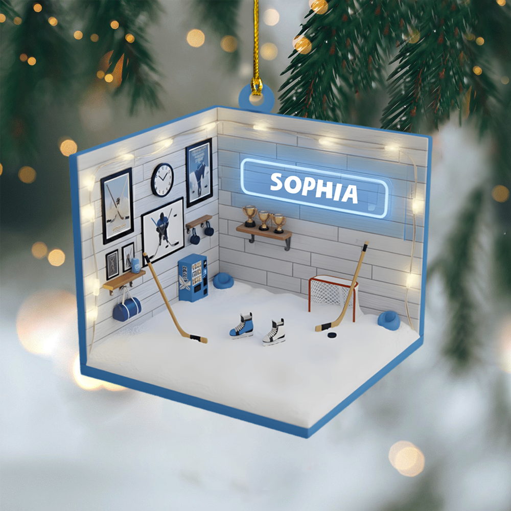 Custom Hockey Ornament 2025 – Personalized Locker Room Ornament with Name, Gift for Ice Hockey Lovers Ornament