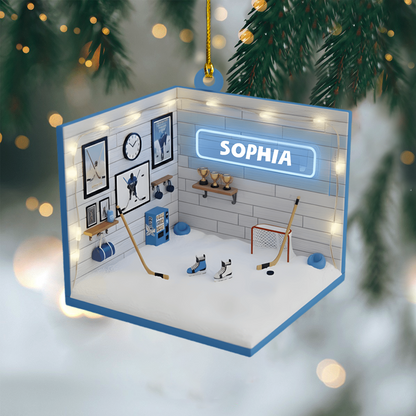 Custom Hockey Ornament 2025 – Personalized Locker Room Ornament with Name, Gift for Ice Hockey Lovers Ornament