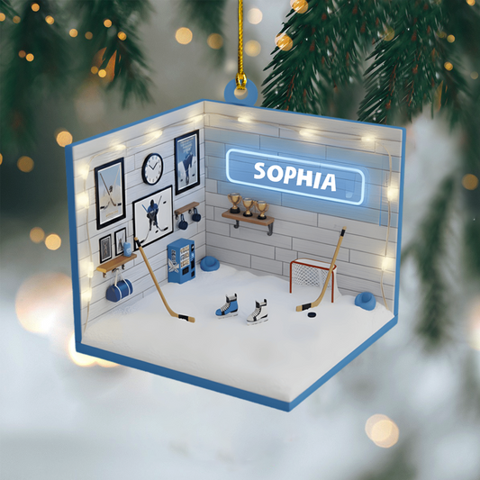 Custom Hockey Ornament 2025 – Personalized Locker Room Ornament with Name, Gift for Ice Hockey Lovers Ornament