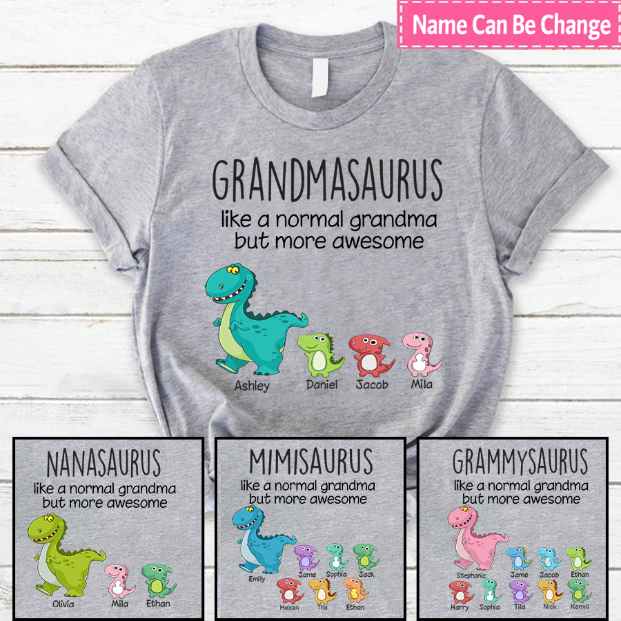 Grandmasaurus And Kids Custom Name CTH01 T-Shirt