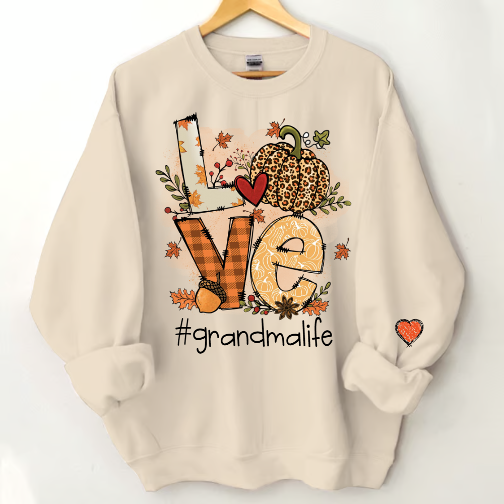 Personalized Love Autumn Life Fall With Grandkids Sweatshirt