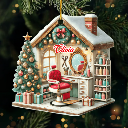 Custom Hair Salon Christmas Ornament – Personalized Tree Decoration Gift For Hairdresser, Stylist Ornament