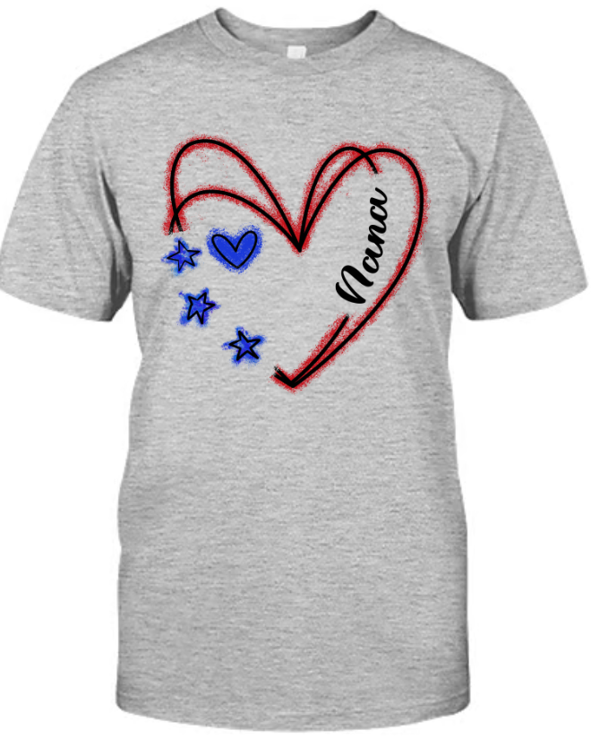 Heart USA Flag Nana Mimi Grandma With Kids CTH01