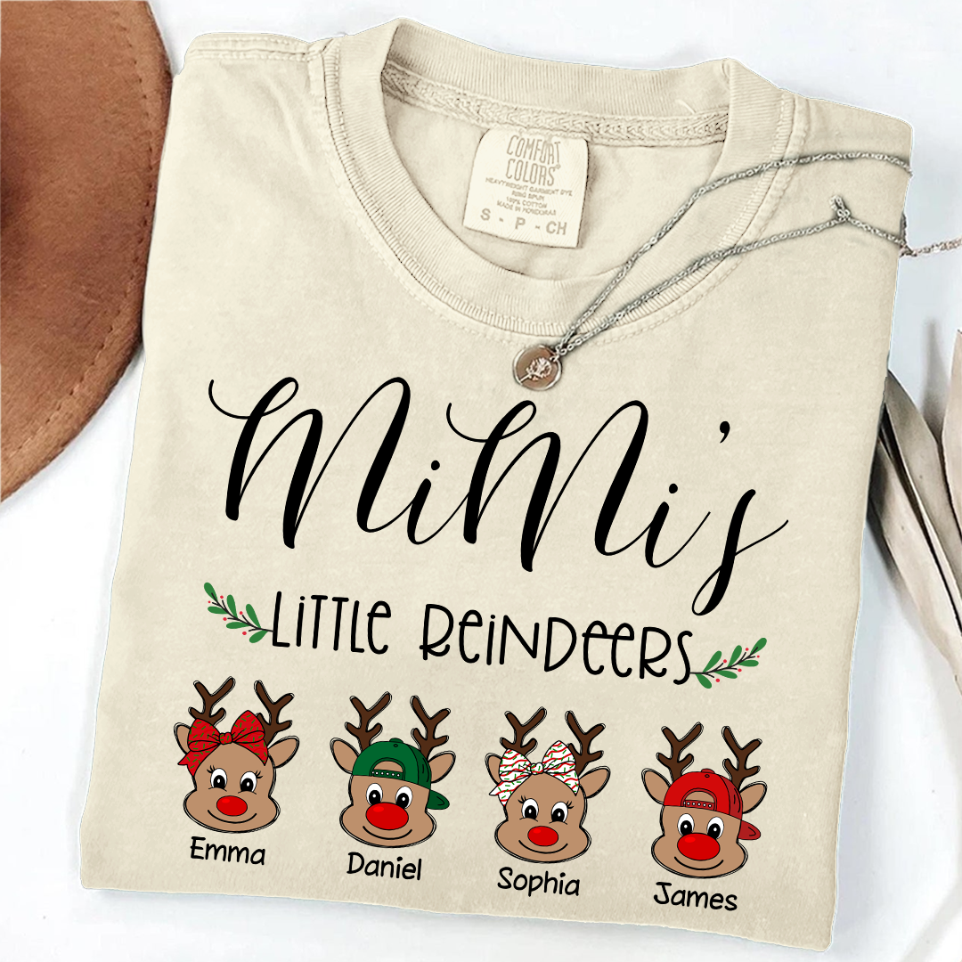 Comfort Colors® Personalized Mimi’s Little Reindeers Christmas Sweatshirt With Grandkids Names