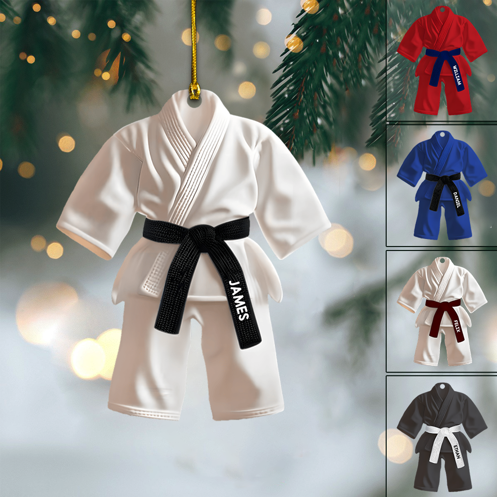 Personalized Karate Uniform Ornament 2025 – Custom Name Martial Arts Gi Christmas Ornament, Gift for Karate Lovers Ornament