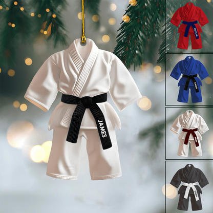 Personalized Karate Uniform Ornament 2025 – Custom Name Martial Arts Gi Christmas Ornament, Gift for Karate Lovers Ornament