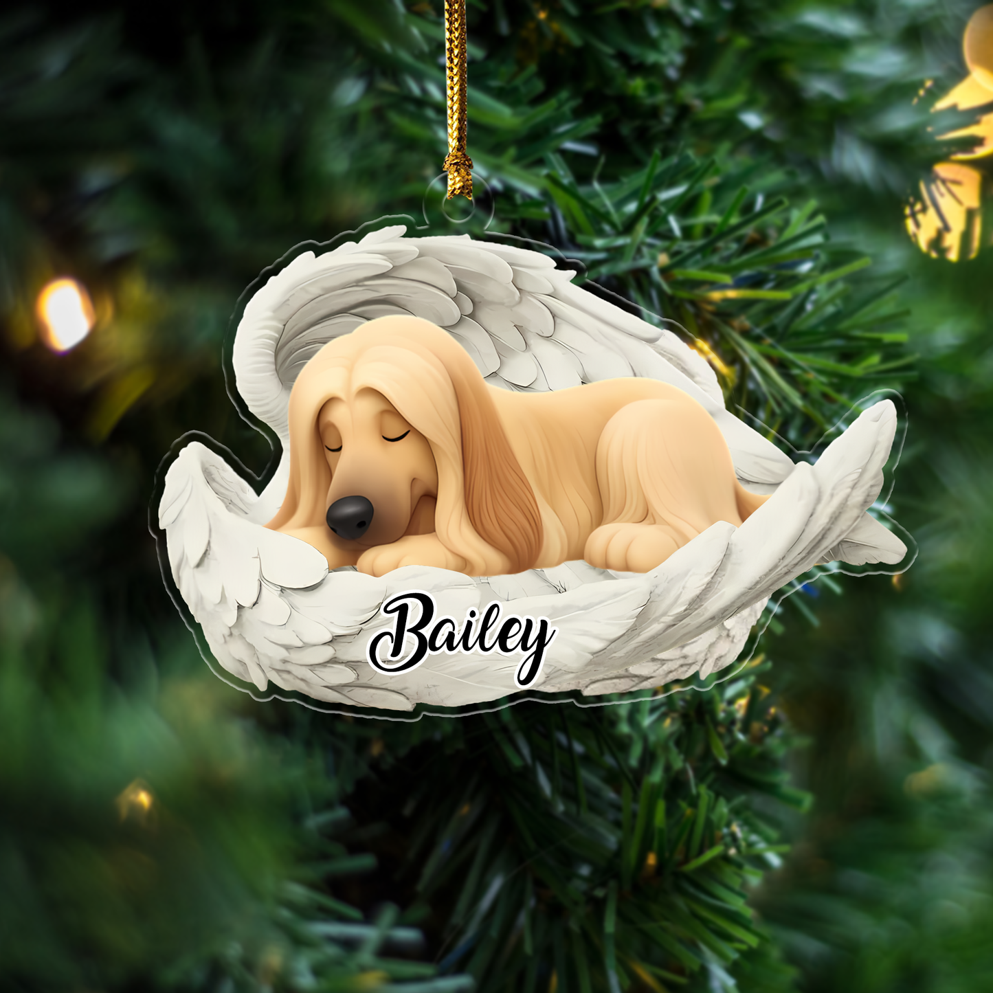 Custom Afghan Hound Angel Dog Ornament – Personalized Sleeping Dog Christmas Gift for Dog Lovers, Pet Memorial Tree Decoration Ornament