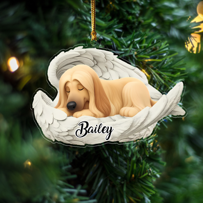Custom Afghan Hound Angel Dog Ornament – Personalized Sleeping Dog Christmas Gift for Dog Lovers, Pet Memorial Tree Decoration Ornament