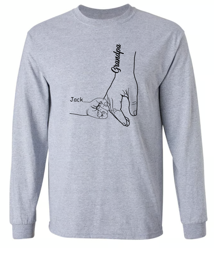Personalized Papa Hands Grandkids Father's Day T-Shirt