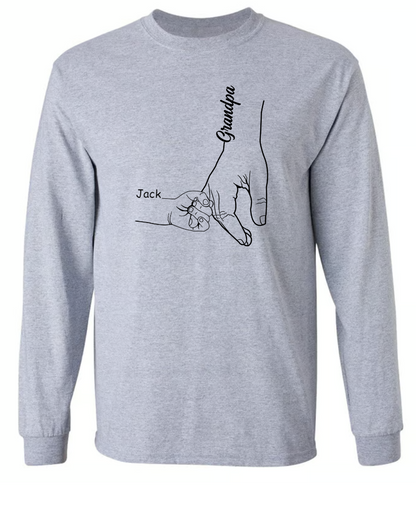 Personalized Papa Hands Grandkids Father's Day T-Shirt