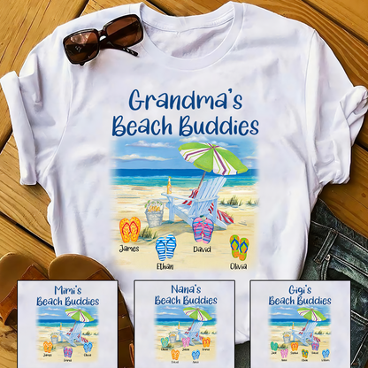 Grandma's Beach Buddies Summer Flip Flop, Custom Grandma With Kids, Gift For Grandma Summer TH