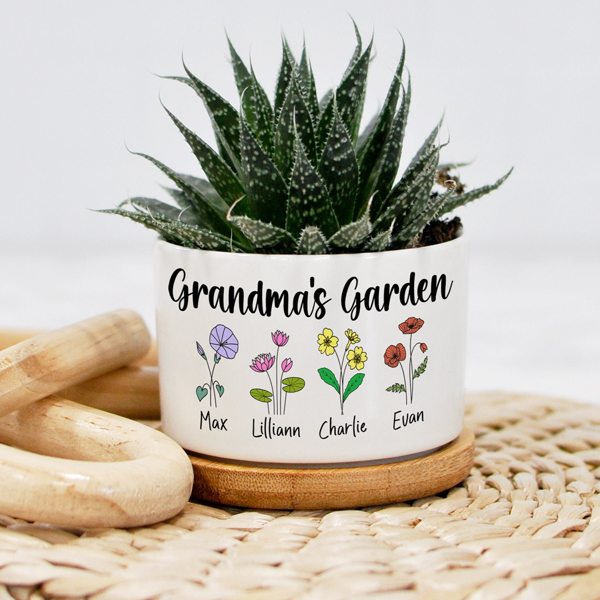 Personalized Grandma's Garden Plant Pot, Custom Grandma And Grandkids TH Plant Pot