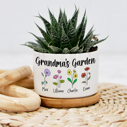 Personalized Grandma's Garden Plant Pot, Custom Grandma And Grandkids TH Plant Pot