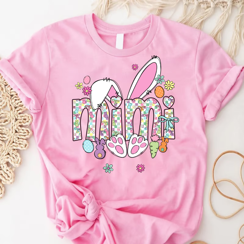 Mimi Bunny Easter Day Custom Mimi And Grankids Name T-Shirt