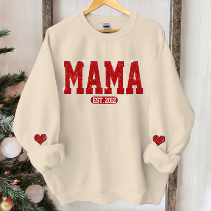 Glitter Custom Name Mom Est And Kids Name  Sweatshirt