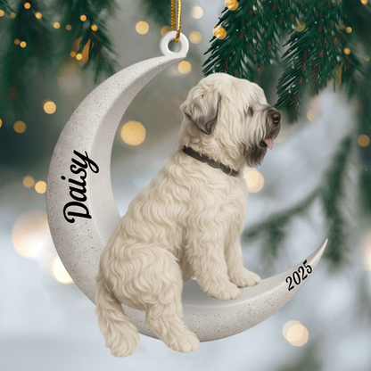 Custom Wheaten Terrier On The Moon Ornament 2025, Custom Double-Sided Acrylic Decoration, Unique Christmas Gift For Dog Lovers Ornament