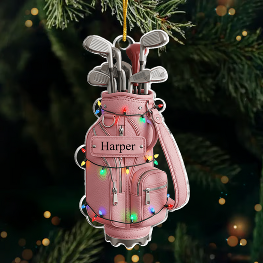 Personalized Golf Ornament – Merry Christmas Tree Decoration for Golfers, Custom Name Gift Ornament