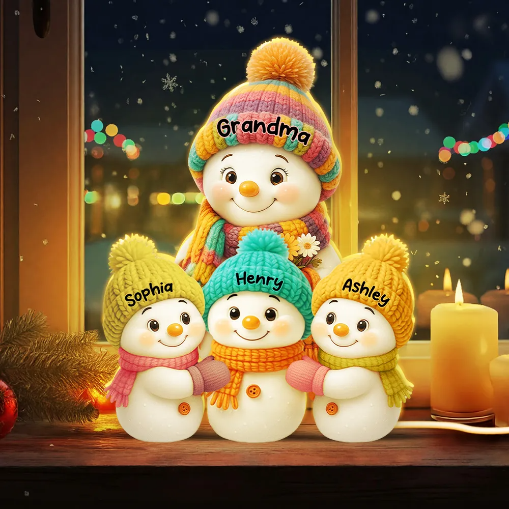 Snowman Grandma and Grandkids Personalized Light Box – Custom Christmas Decoration and Heartfelt Gift for Grandma Light Box
