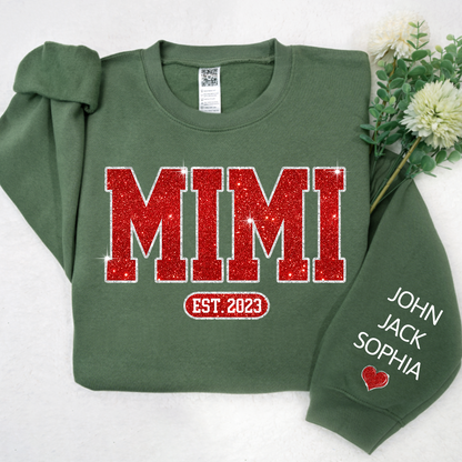 Glitter Custom Name Nana Mimi Grandma Est And Kids Sweatshirt