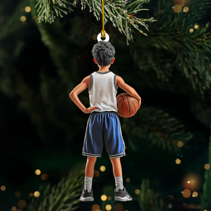 Custom Basketball Player Ornament 2025 – Personalized Jersey Ornament with Name & Number, Sports Gift for Kids & Teens Ornament