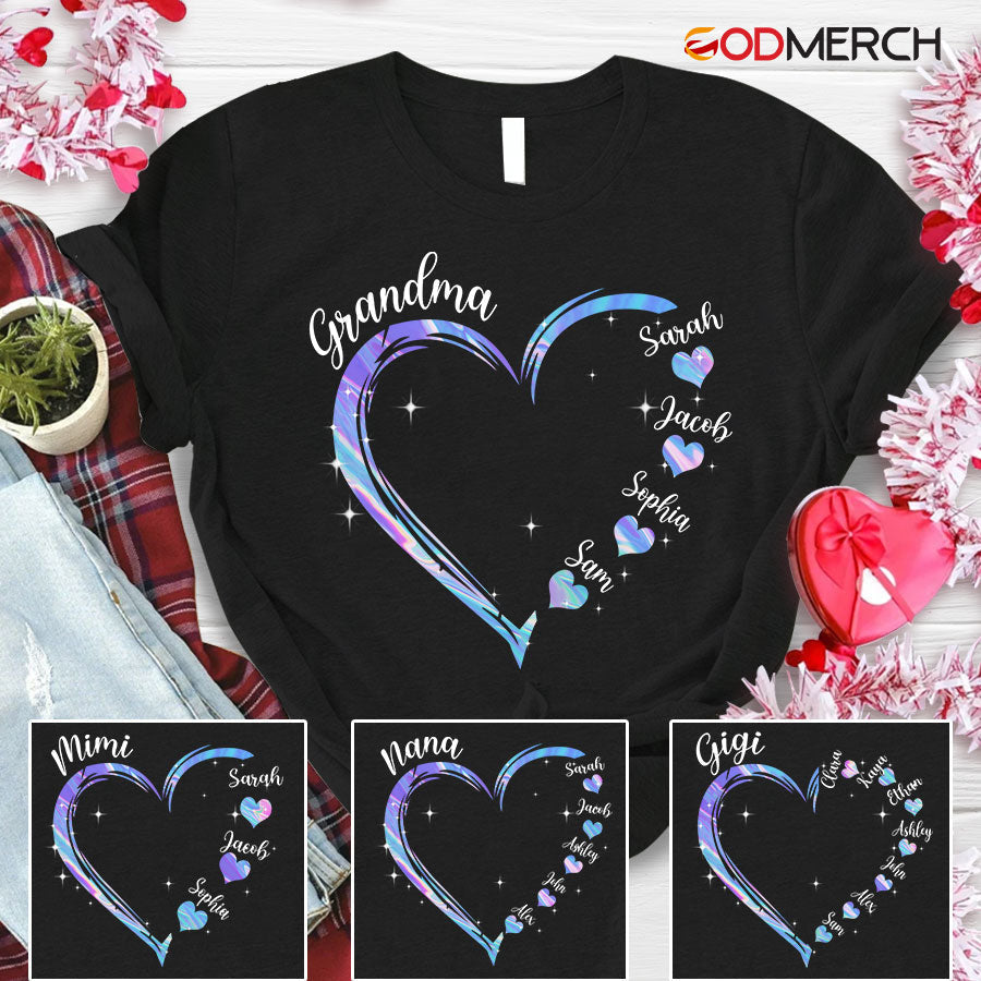 Personalized Hologram Grandma Hearts Grandkids Names
