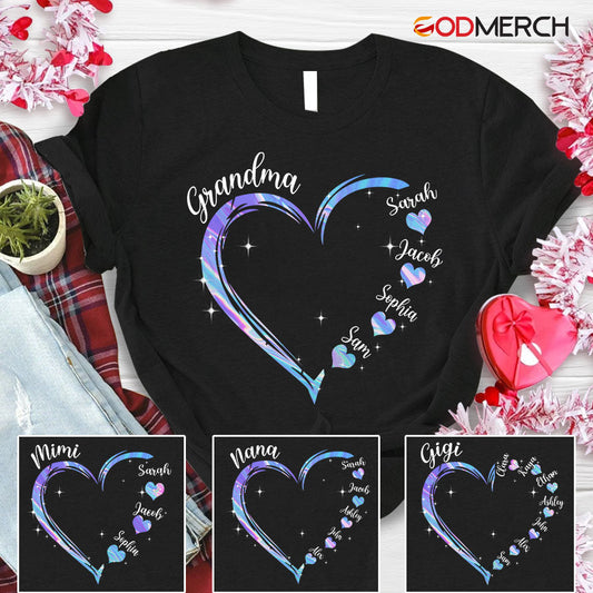Personalized Hologram Grandma Hearts Grandkids Names