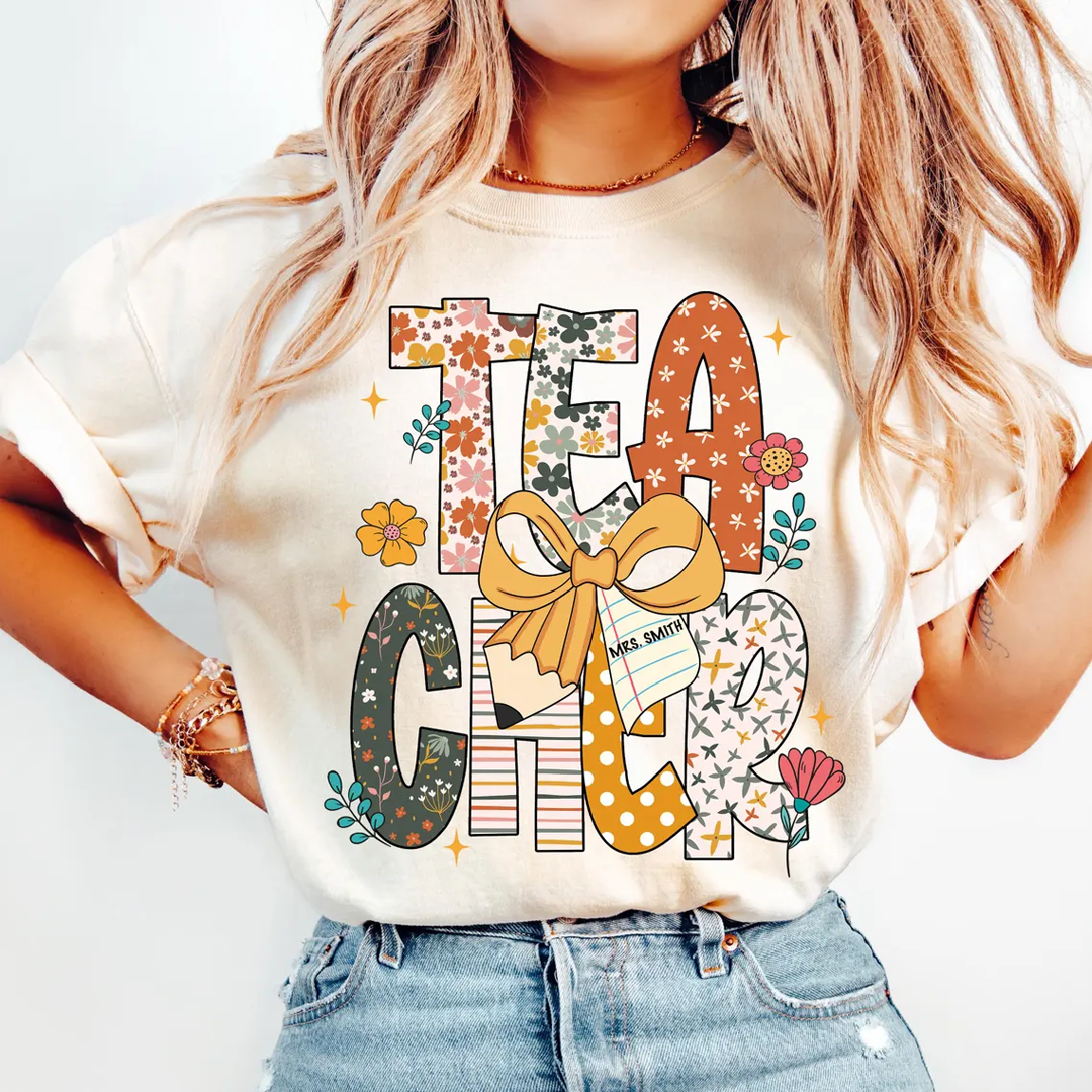 Floral Teacher Custom Teacher Name Back to School