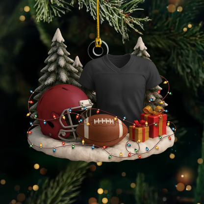 Personalized Football Ornament 2025 – Custom Name Jersey and Helmet Christmas Tree Decoration Ornament