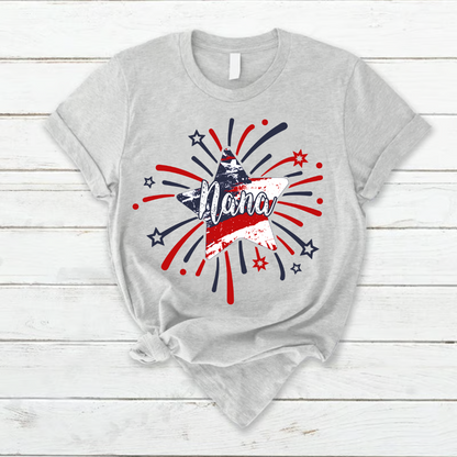 Personalized MIMI Fireworks America Flag Shirt – Custom Grandma Tee with Grandkids Names