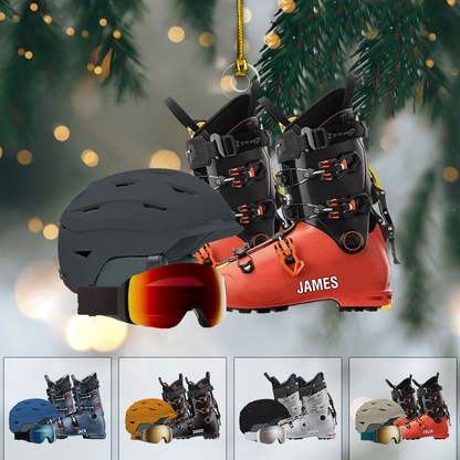 Skiing Ornament 2025 – Personalized Ski Gear Ornament with Name, Custom Winter Holiday Decoration Ornament