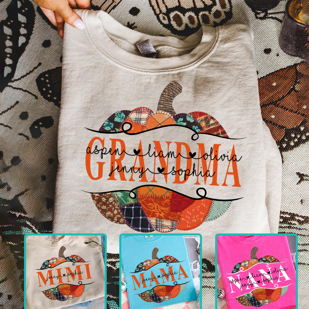 Preppy Floral Fall Pumpkin Halloween Nana And Grandkids