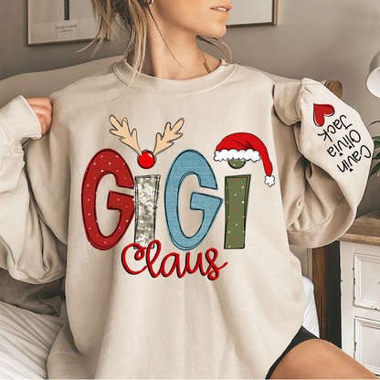 Custom Gigi Claus Sweatshirt, Christmas Grandma Claus With Grandkids