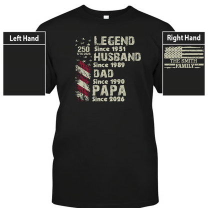 Personalized Legend Husband Dad Papa Since The America 250th Anniversary Shirt