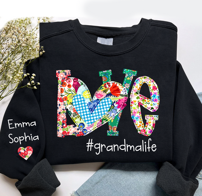 Love Grandma Life Floral Color And Kids Sweatshirt