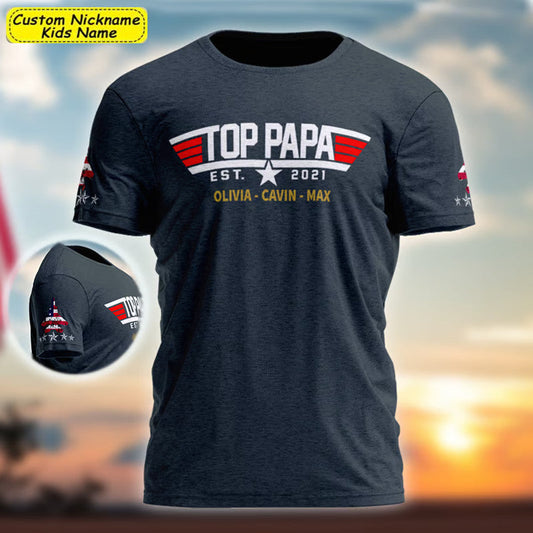 Personalized Gift Top Papa, Grandpa's Birthday, Father's Day Gift Trend T-Shirt