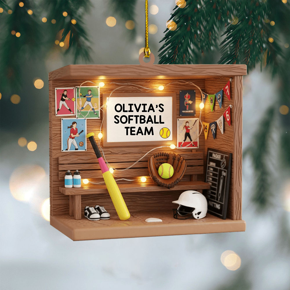 Personalized Softball Ornament 2025 – Custom Name Team Ornament, Softball Player Christmas Gift for Girls Ornament