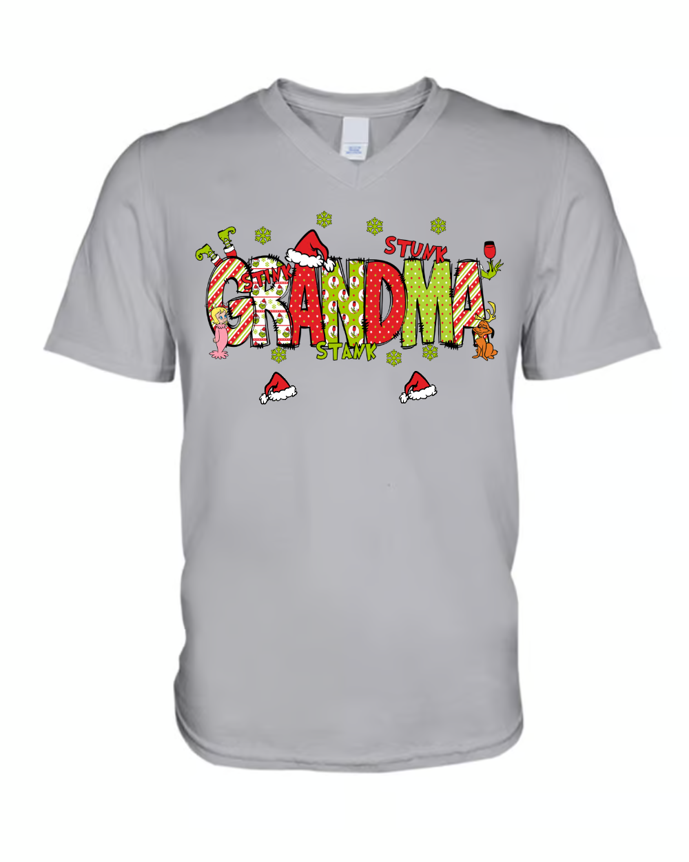 Personalized Nickname Grandma, Mom And Kids Names Christmas 2024  V-Neck