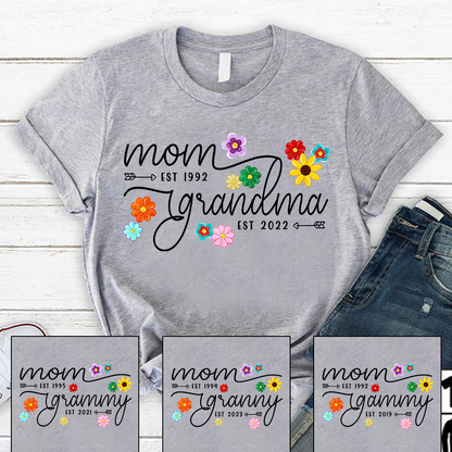 Mom Grandma Est Flower Color With Grandkids, Gift For Grandparents