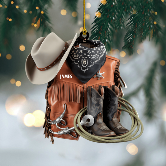 Personalized Cowboy Ornament 2025 – Custom Name Western Hat & Boots Ornament, Gift for Country Lovers Ornament