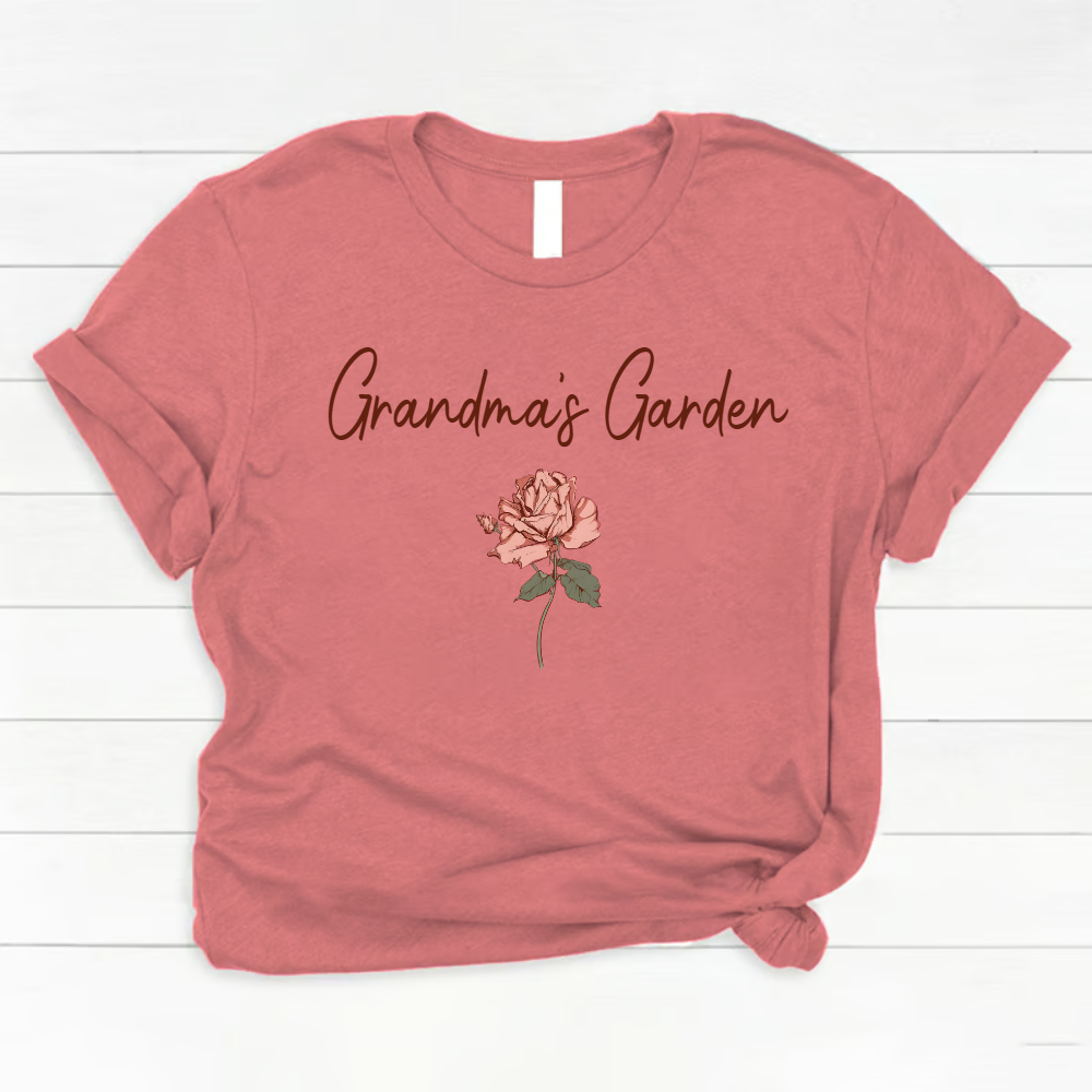 Grandma’s Garden T-Shirt – Personalized Flower Shirt with Grandkids' Names