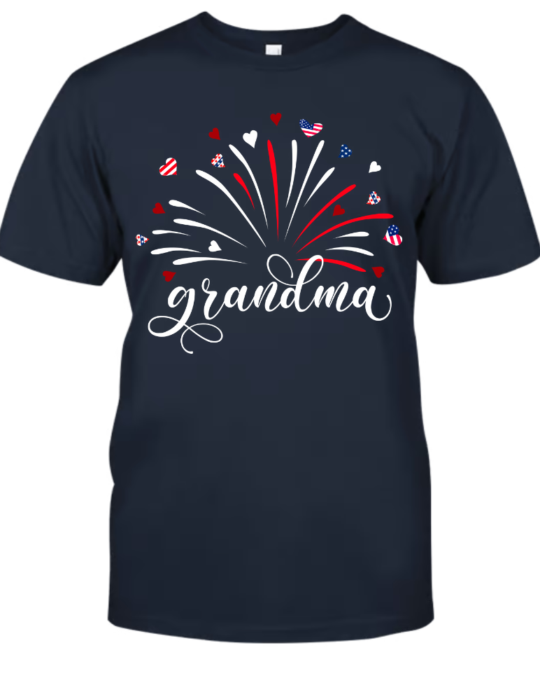 Firework America Flag Grandma And Kids Copy
