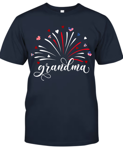 Firework America Flag Grandma And Kids Copy
